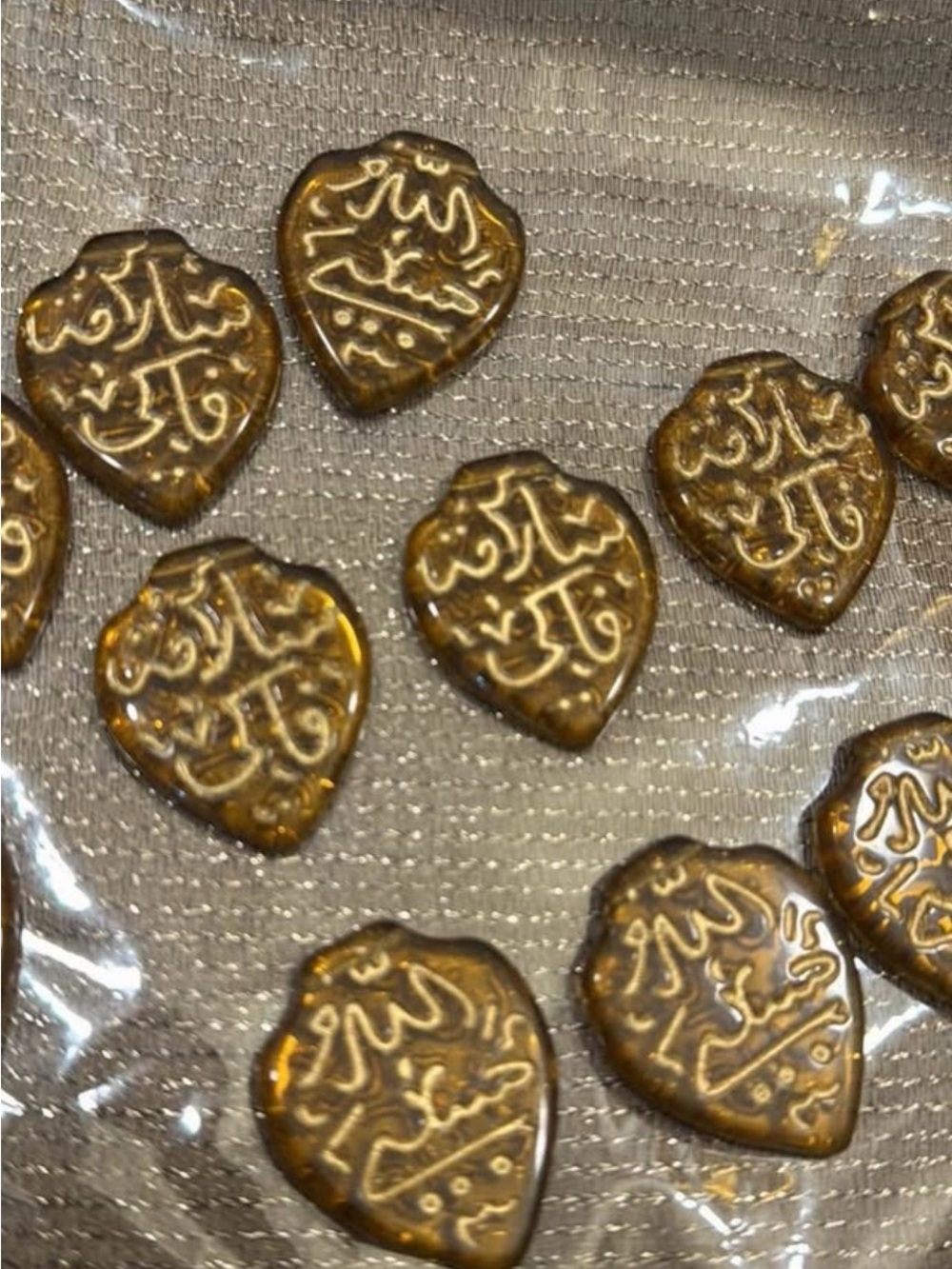 Czech Glass Arabic Calligraphy Pendants Double Sided Set of 19